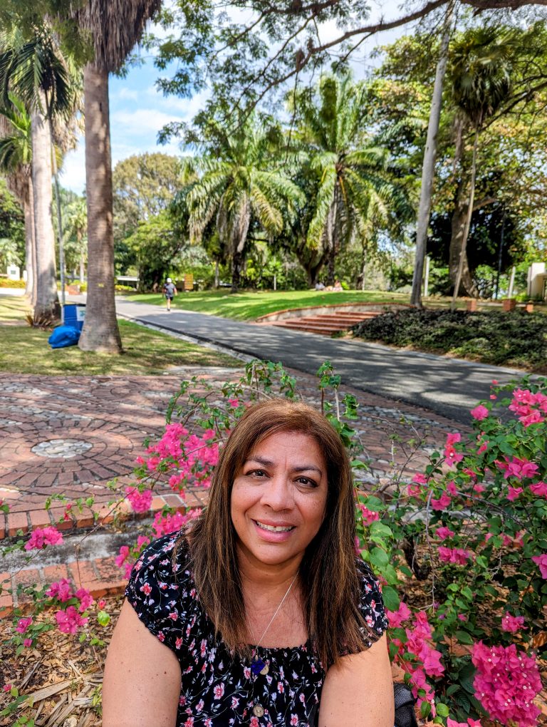 Fanny Basta in a garden